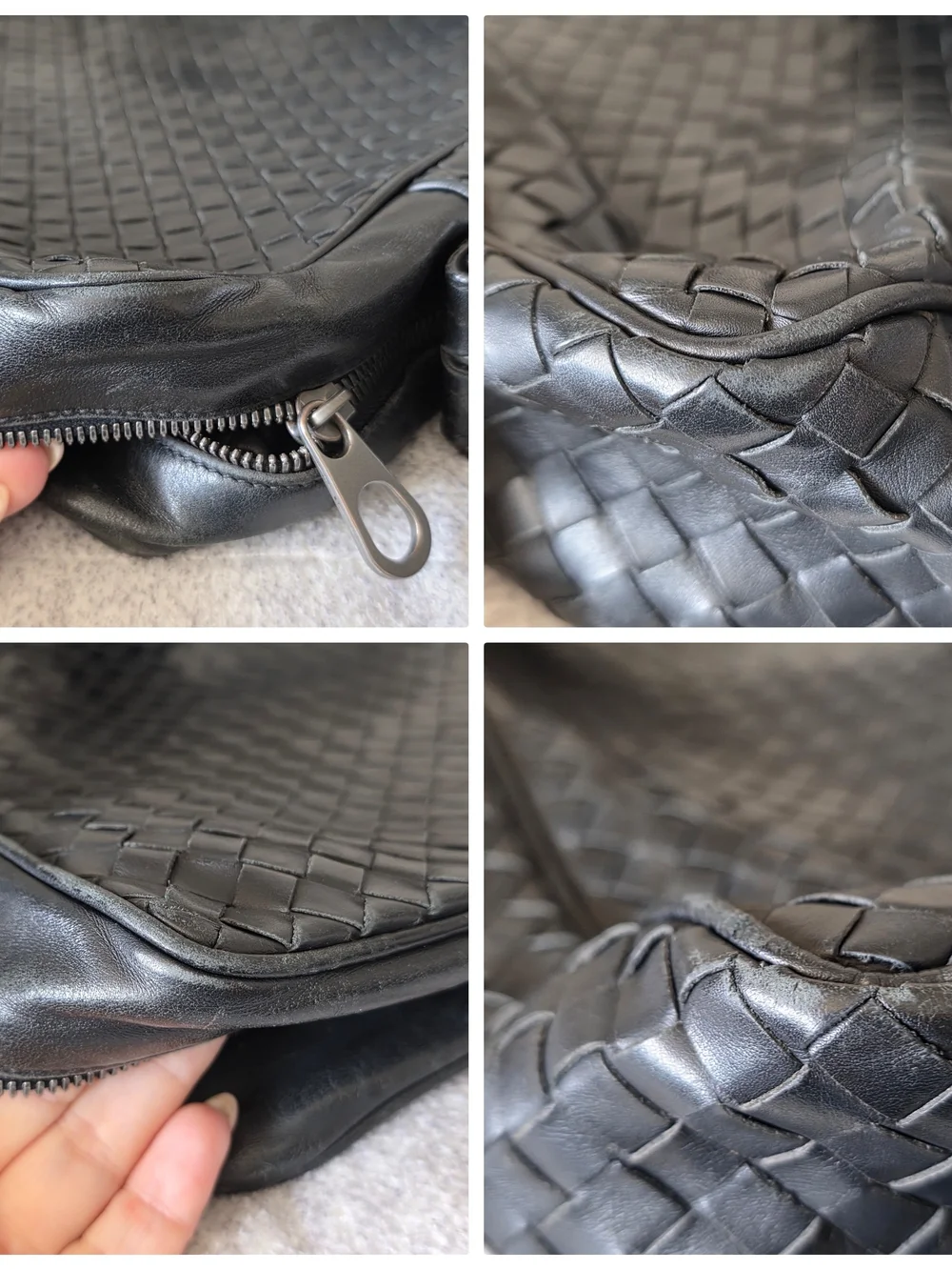 Bottega Veneta Intrecciato Black Leather Messenger Crossbody Bag